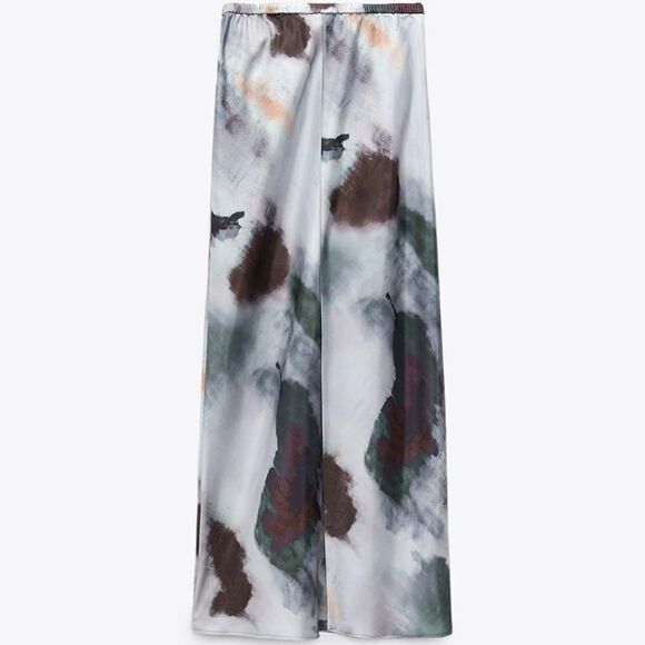 Zara Satin Effect Printed Skirt New - Picture 3 of 10